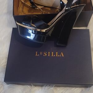 Black Patent Leather Platform Heels